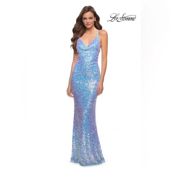 La Femme | Dresses | Iridescent Blue Prom Dress | Poshmark